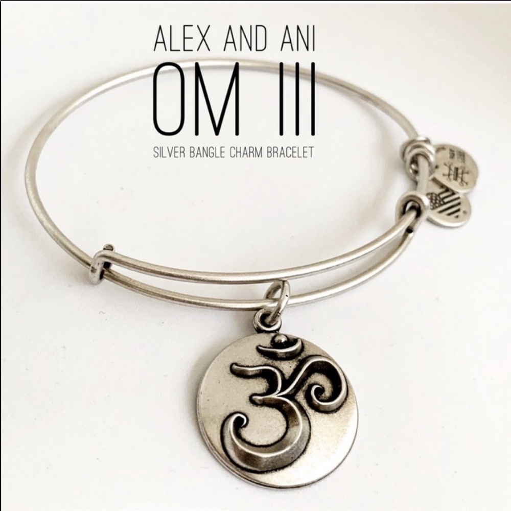 🆕 Alex and Ani OM III Silver Bangle Bracelet